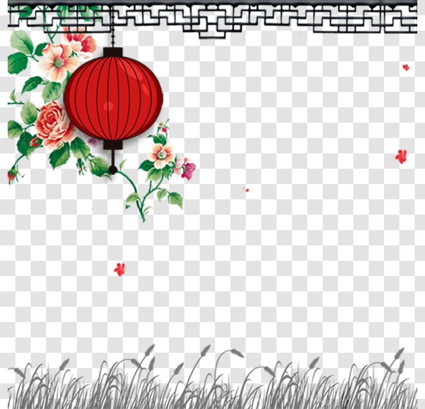 Painted Dog's Tail Grass Spring Lantern Poster - Lunar New Year Transparent PNG
