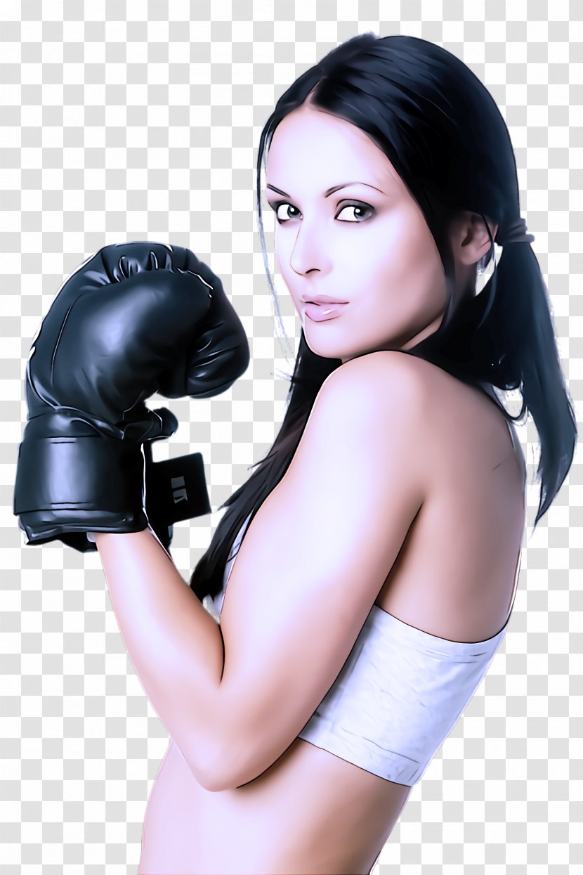 Boxing Glove - Equipment - Black Hair Striking Combat Sports Transparent PNG