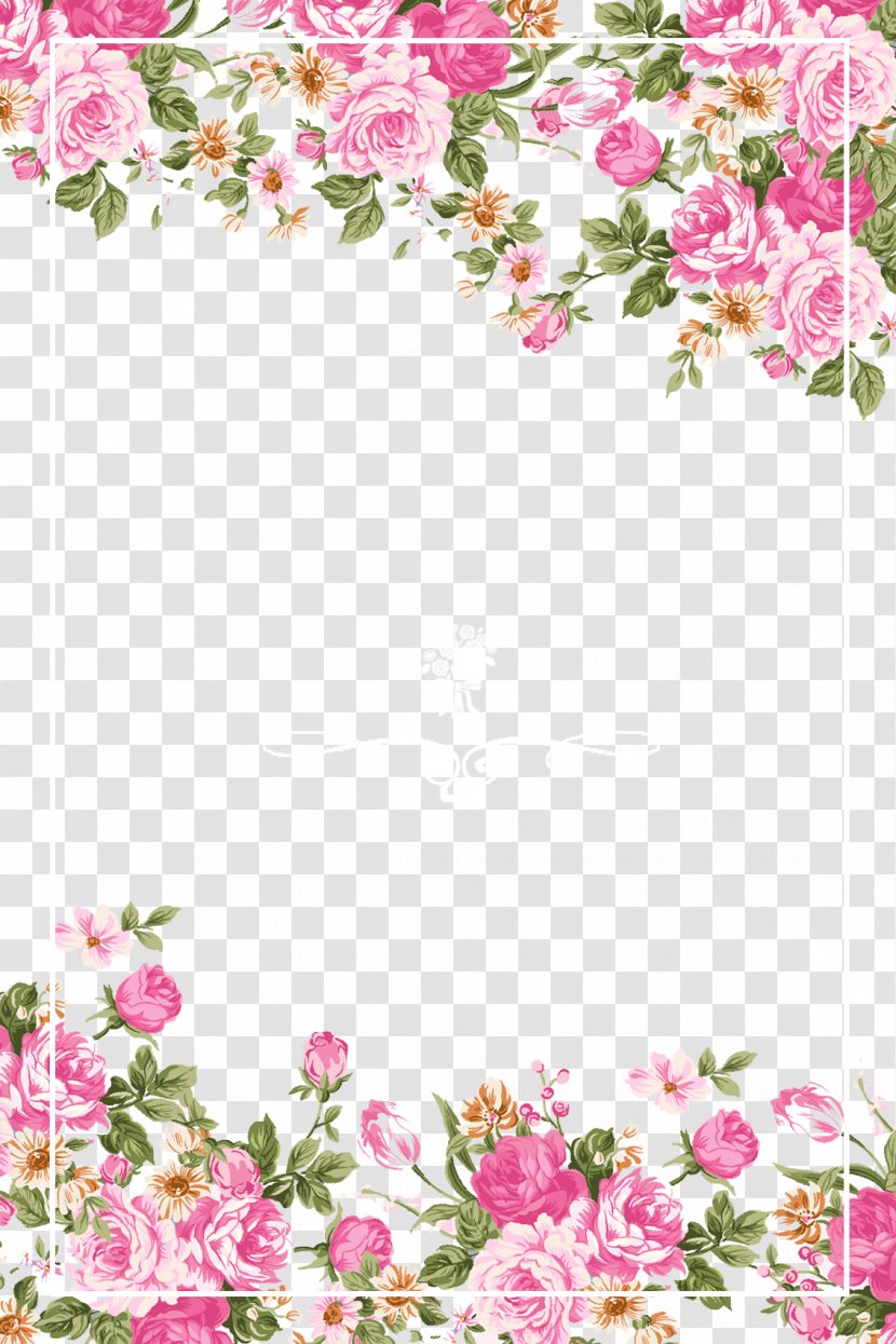 Wedding Invitation Paper Flower Rose Pink - Cut Flowers - Roses Border Transparent PNG