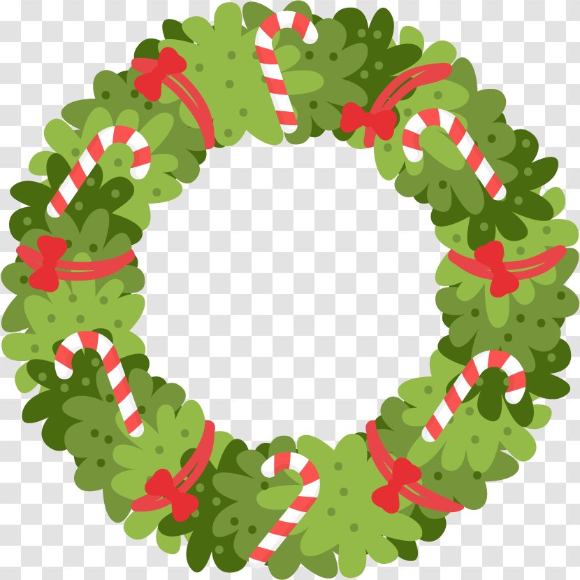 Wreath Christmas Illustration - Vector Candy Bow Ring Transparent PNG