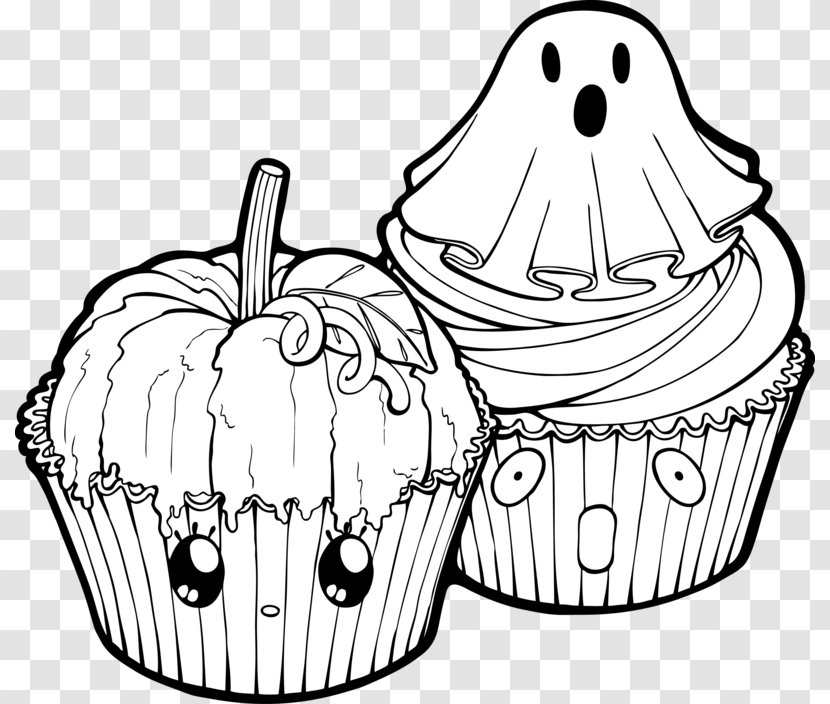 Cupcake Line Art Drawing Ausmalbild Coloring Book - White - Pumpkin Transparent PNG