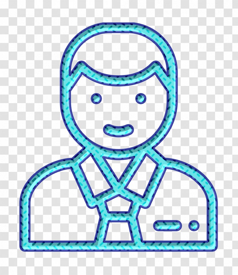 Man Icon Ecommerce Manager - Blue - Sticker Line Art Transparent PNG