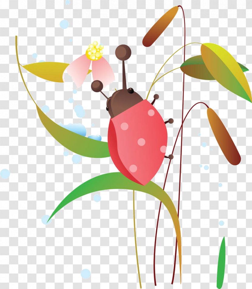 Ladybird Royalty-free Illustration - Cartoon Seven Star Ladybug Leaves Transparent PNG