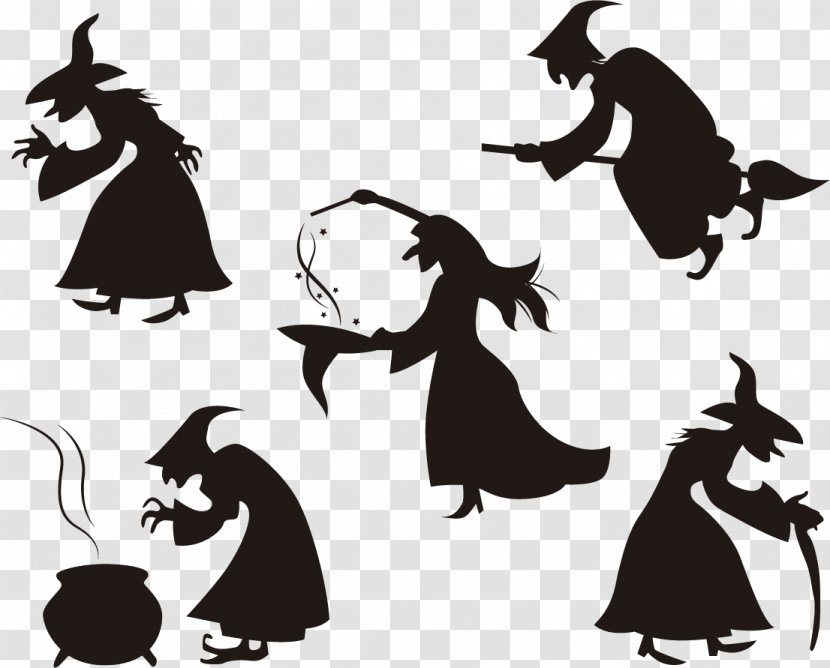 Halloween Witchcraft Silhouette Clip Art - Cat Like Mammal - Witch Transparent PNG