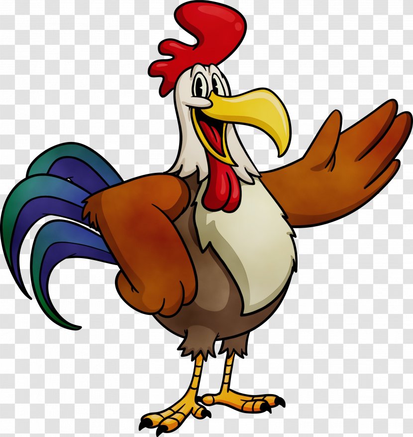 Bird Rooster Cartoon Beak Chicken - Wet Ink - Wing Transparent PNG