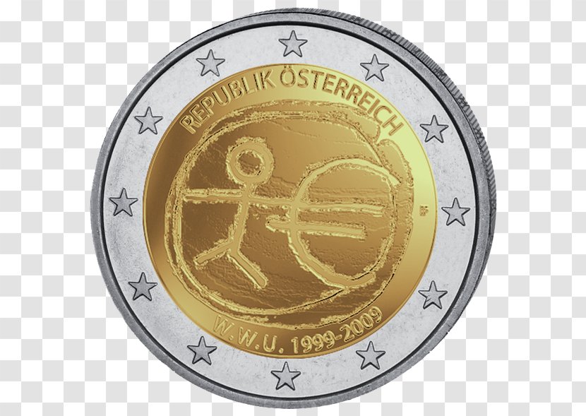 Austrian Euro Coins 2 Coin Commemorative Transparent PNG