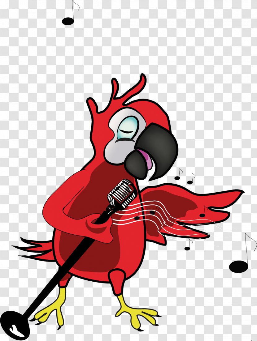Parrot Illustration - Cartoon - Vector Painted Singing Transparent PNG