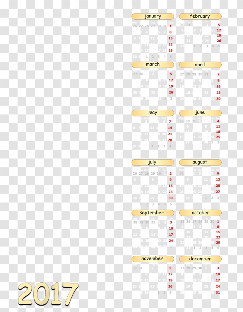 Paper Brand Line - Yellow - 2017 Calendar Transparent PNG