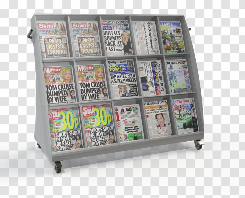Newspaper Newsagent's Shop Retail Sales Magazine - Merchandise Display Stand Transparent PNG