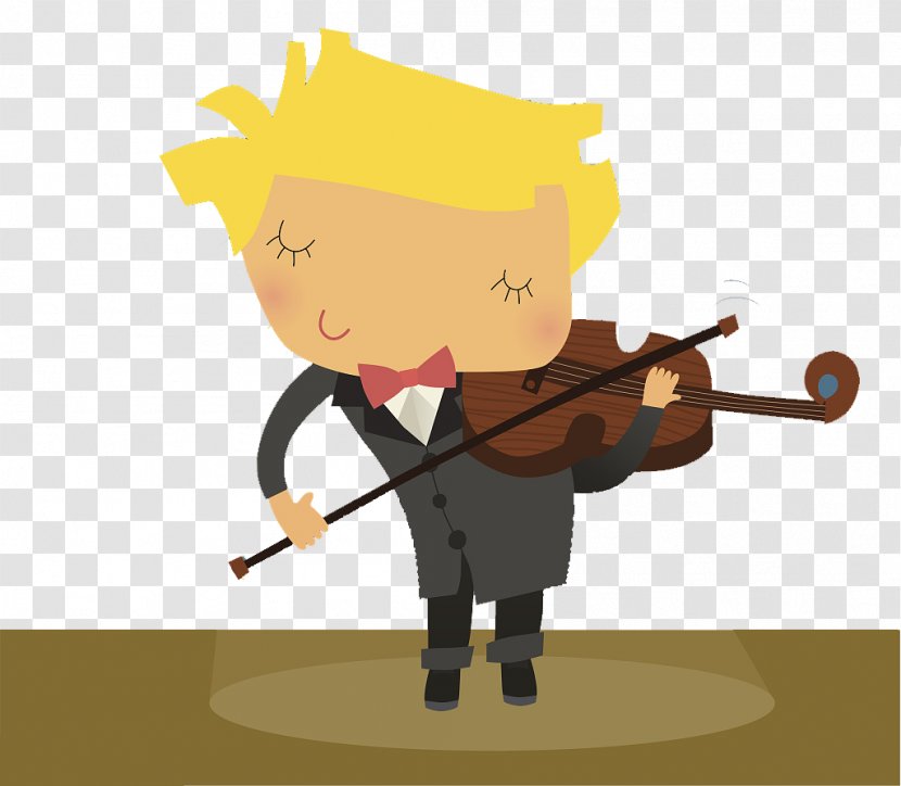 Violin Illustration - Cartoon - A Little Boy With Dresses And Transparent PNG