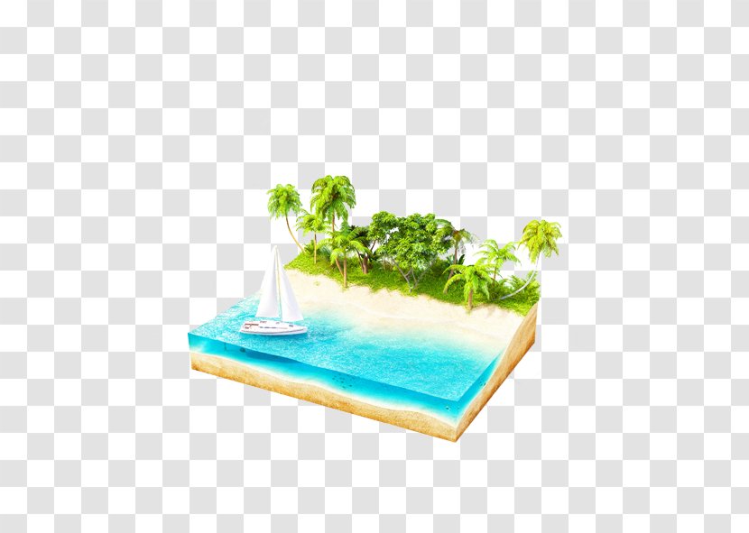 Photography Euclidean Vector Royalty-free Illustration - Grass - Perspective Coconut Tree Island Sailboat Transparent PNG