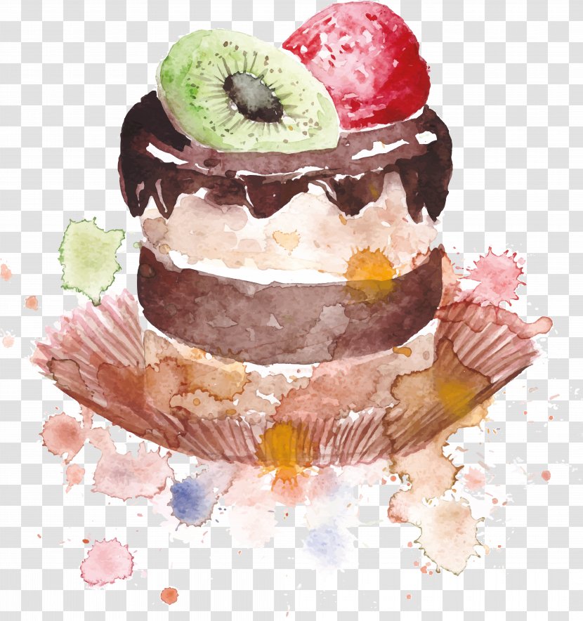 Cupcake Watercolor Painting Vector Graphics - Food - Dessert Transparent PNG