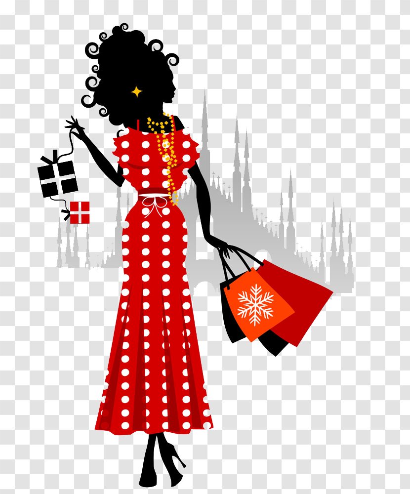 Cartoon Woman Illustration - Fashion Design - Shopping Transparent PNG