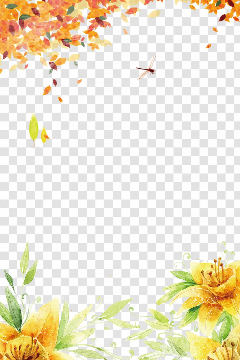 Floral Design Yellow Pattern - Dwg - Fall Border Stock Transparent PNG