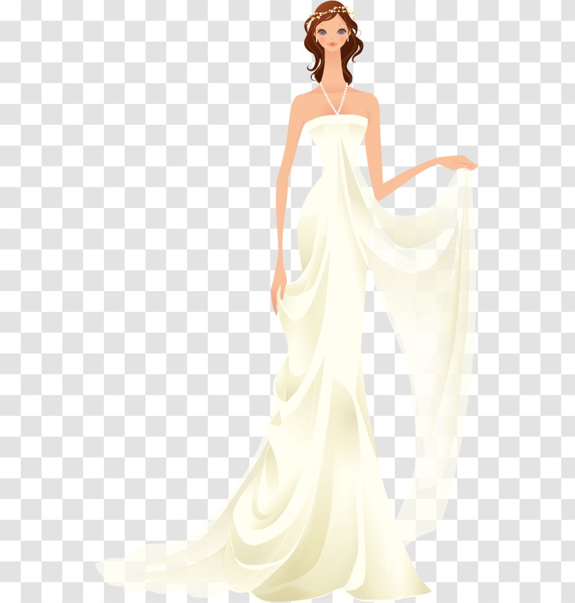 Wedding Dress Satin Cocktail Photo Shoot Bride - Cartoon - Vector Wearing A White Transparent PNG