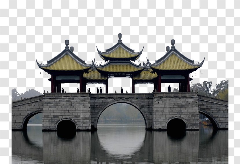 Slender West Lake Wuting Bridge Huizhou - Qianlong Emperor - The Ancient Architecture Model Of Five Transparent PNG