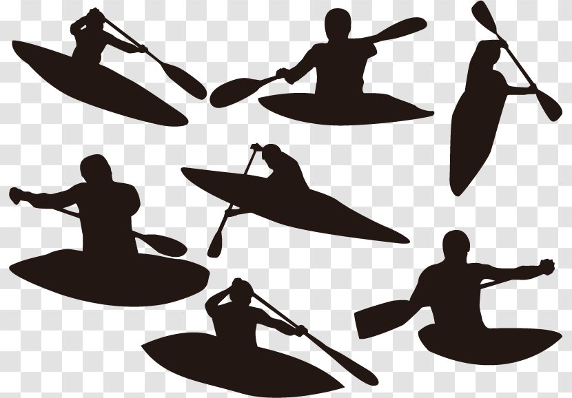 Silhouette Kayaking Canoeing - Canoe Transparent PNG