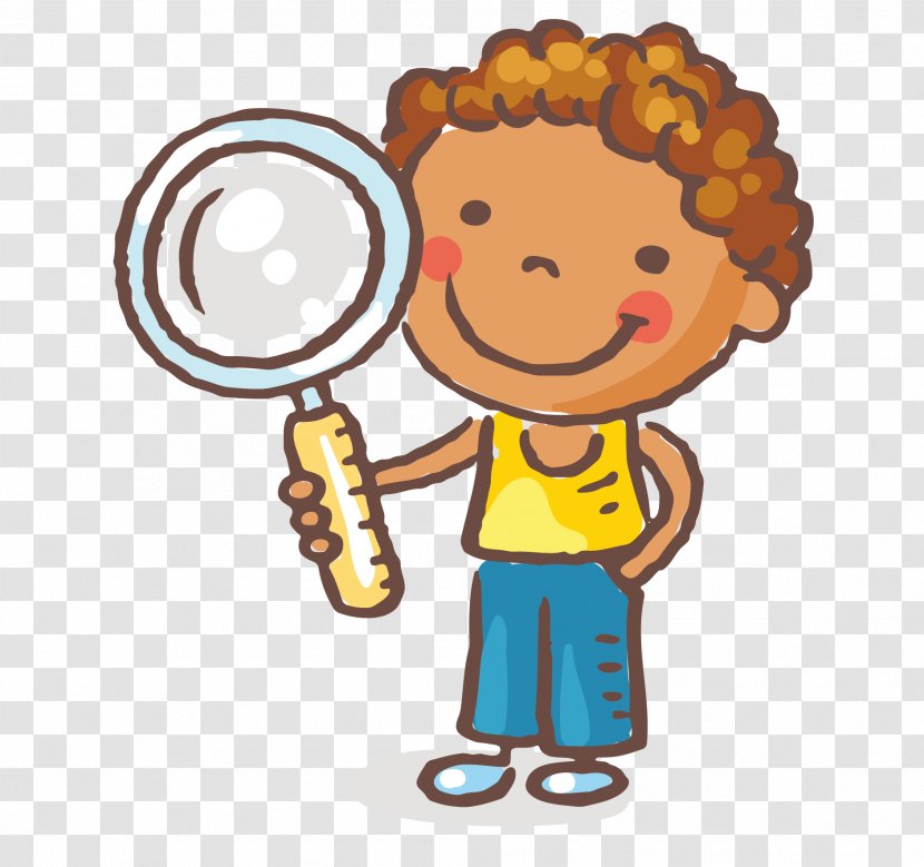 Magnifying Glass Child Clip Art - Boy - Take The Of Little Vector Transparent PNG