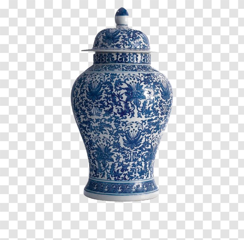 Blue And White Pottery Jar Porcelain Temple - Vase Transparent PNG