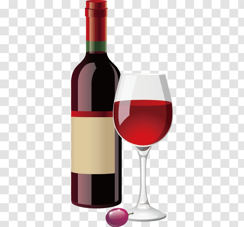 Red Wine Euclidean Vector Bottle - Stemware Transparent PNG