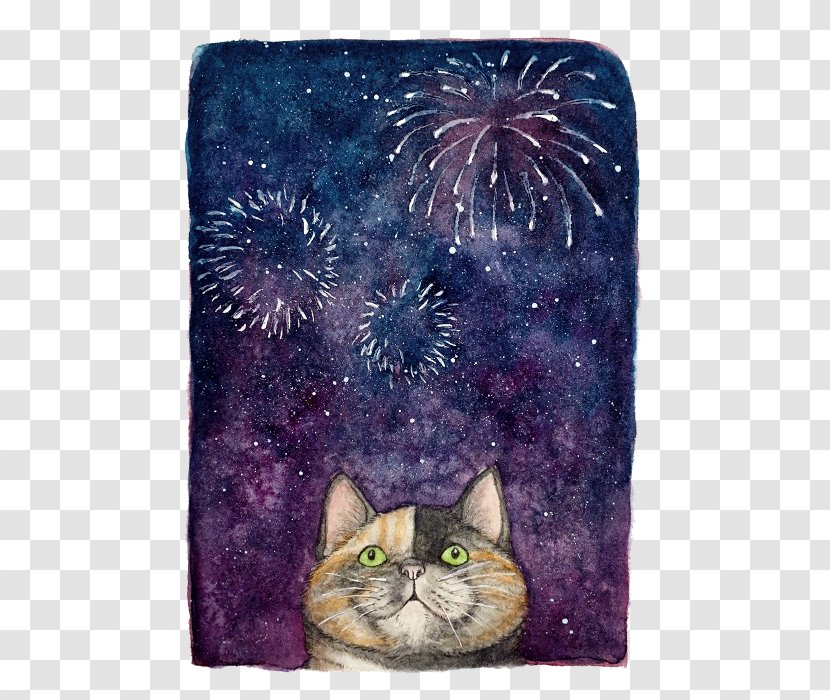 Whiskers Tabby Cat Painting - Lilac Transparent PNG