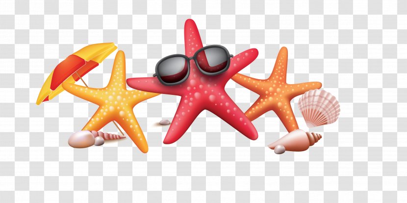 Summer Poster - Silhouette - Vector Color Seaside Starfish Sunglasses Creative Transparent PNG
