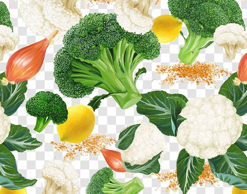 Broccoli Cauliflower Organic Food Leaf Vegetable - Healthy Vegetables And Transparent PNG