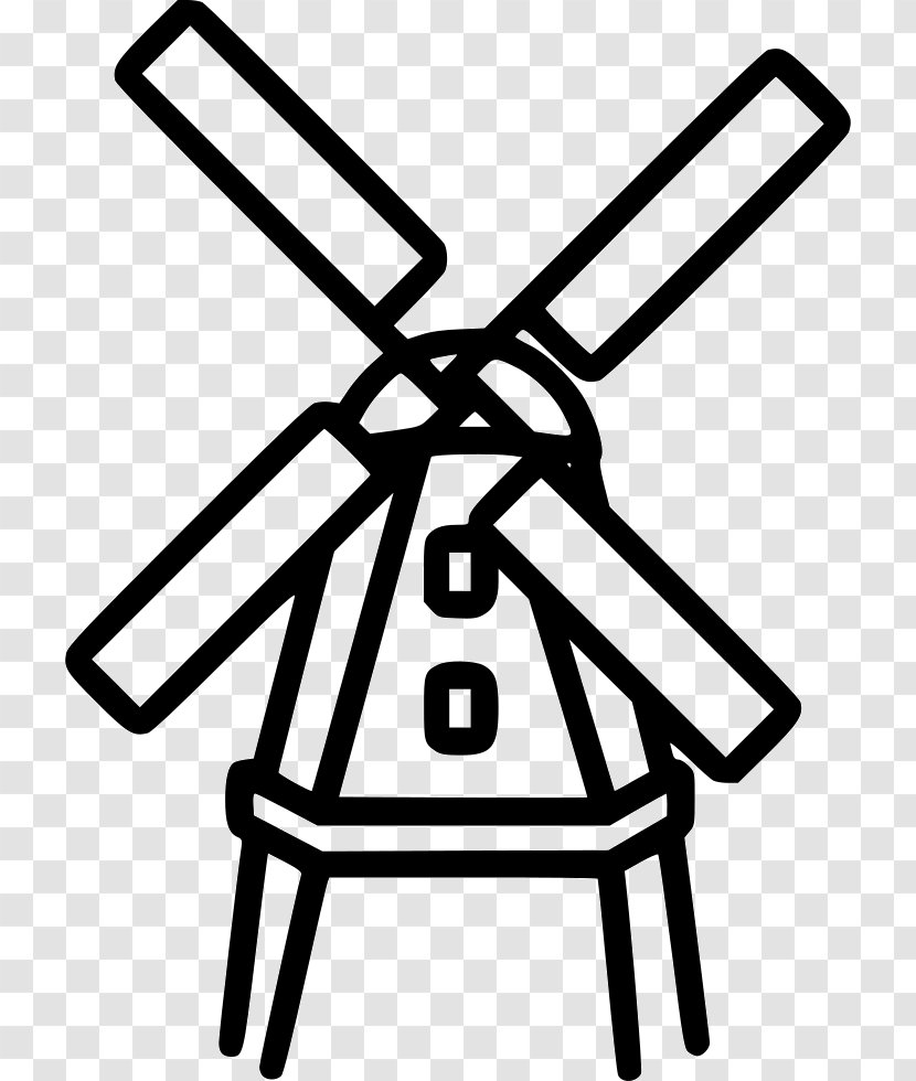 Windmill Wind Turbine - Black And White Transparent PNG