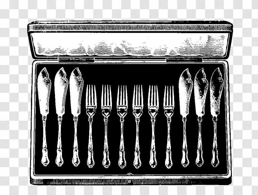 Knife Cutlery Spoon Fork Table - Monochrome Transparent PNG