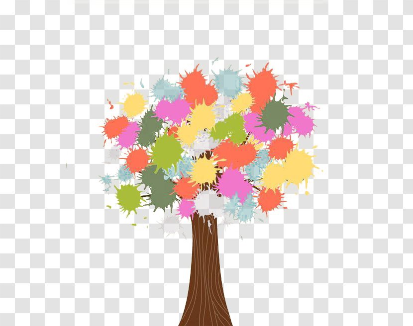 Tree Ink Illustration - Painting - Colorful Trees Transparent PNG