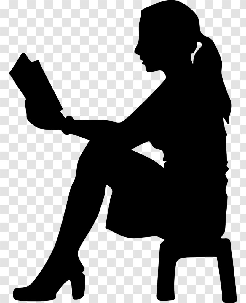 Book Silhouette - Sitting Lady Transparent PNG