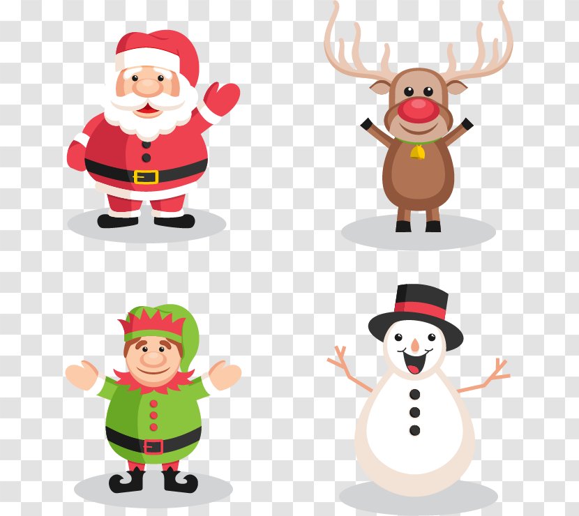 Santa Claus Reindeer Christmas Snowman - Mammal - Vector Characters Transparent PNG
