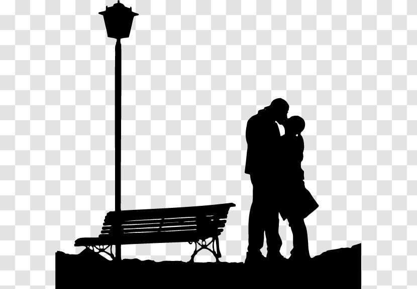 Couple Drawing Love Silhouette - Black And White Transparent PNG
