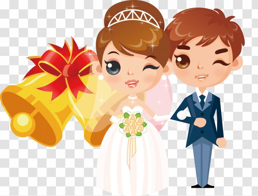 Wedding Invitation Cartoon Bride Clip Art - Silhouette - Modern Couple Vector Material Transparent PNG
