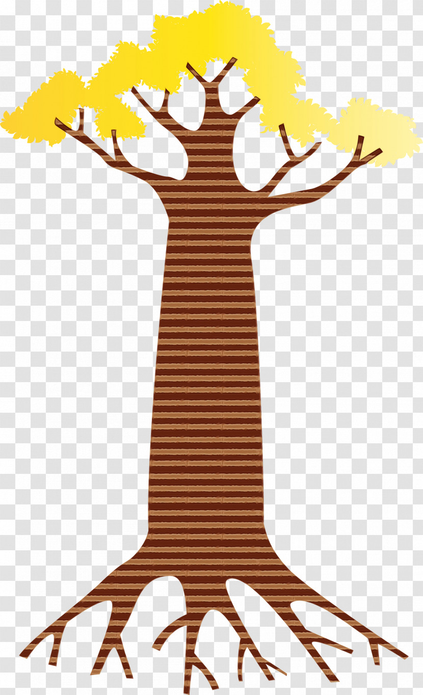 Giraffe Cartoon M-tree Yellow Meter Transparent PNG