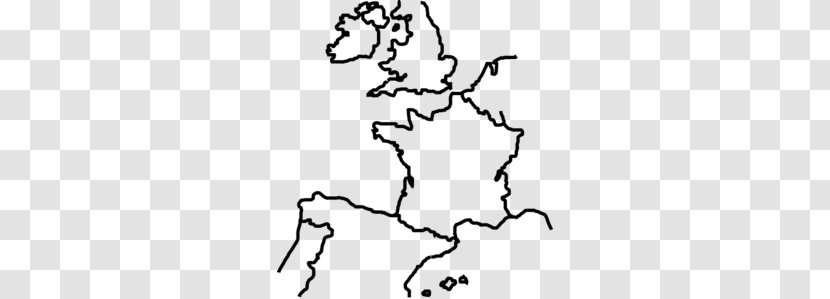 Western Europe Blank Map Clip Art - White - Cliparts Transparent PNG