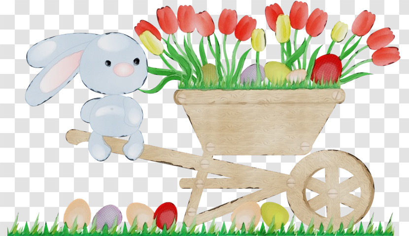 Wheelbarrow Flowerpot Grass Tulip Plant Transparent PNG