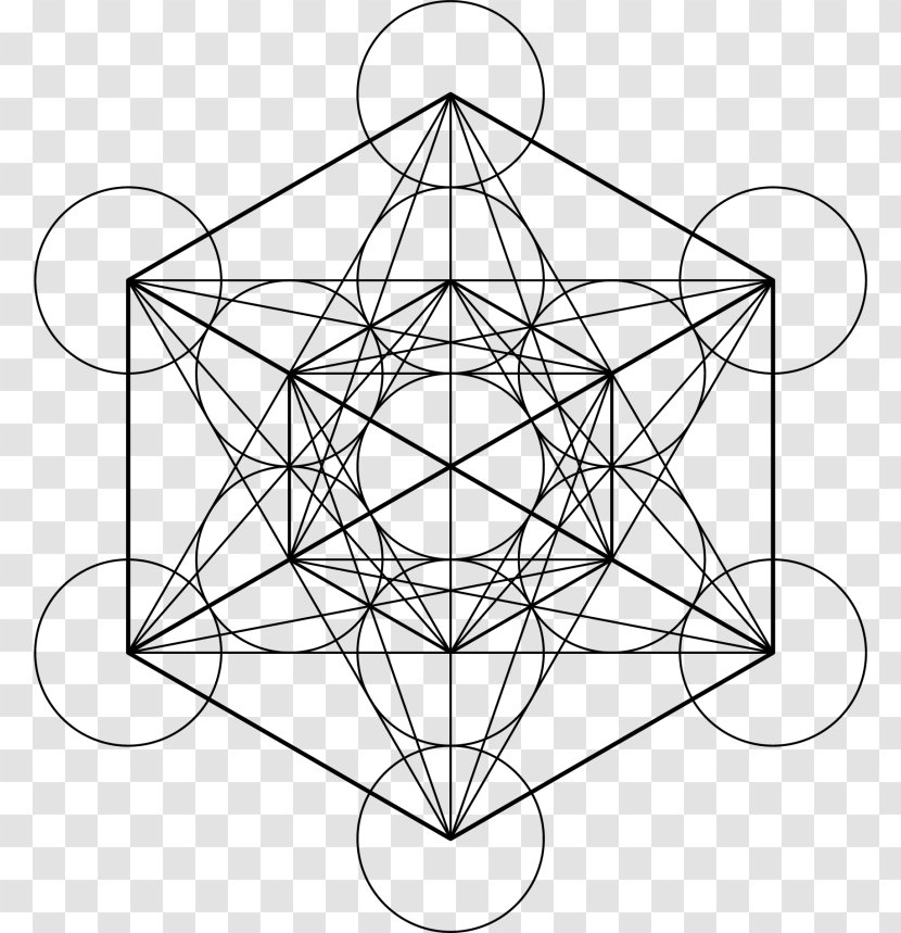 Metatron's Cube Sacred Geometry Overlapping Circles Grid - Black And White Transparent PNG