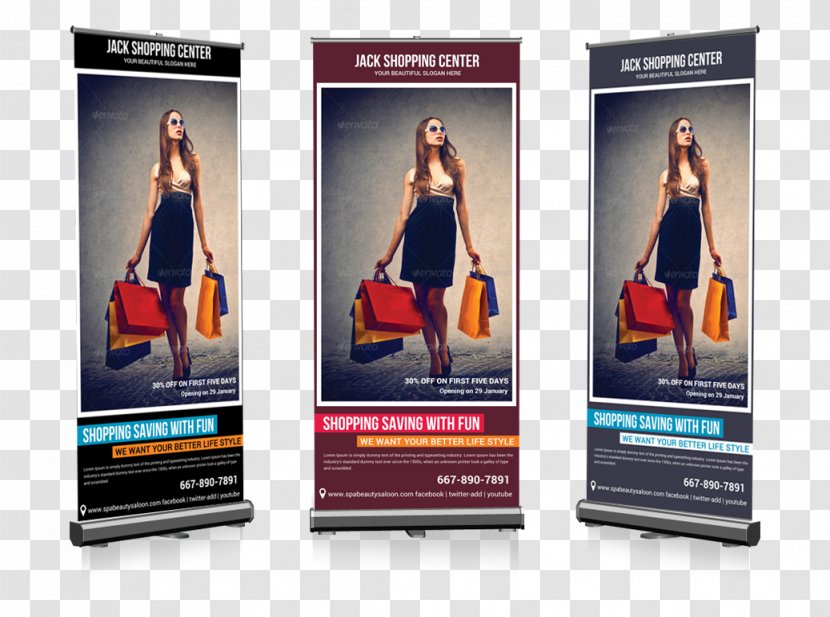 Advertising Shopping Centre Web Banner - Template - Roll Up Transparent PNG