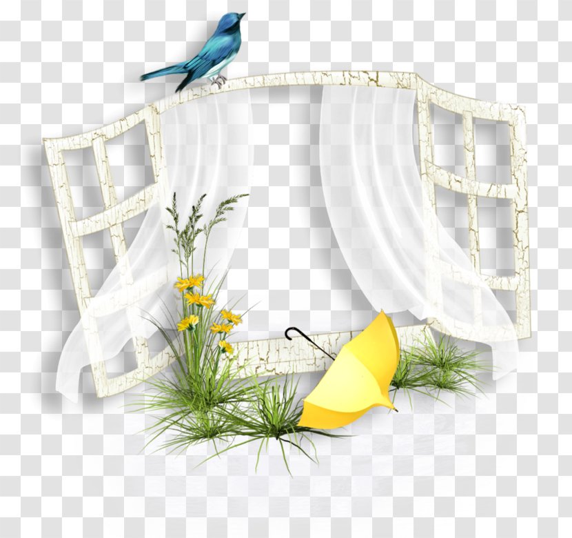 White Flower - Fence - Finch Perching Bird Transparent PNG