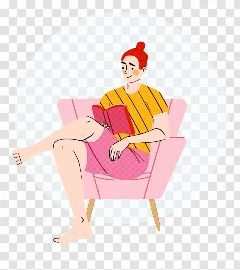 Reading Book Free Time Sofa Transparent PNG