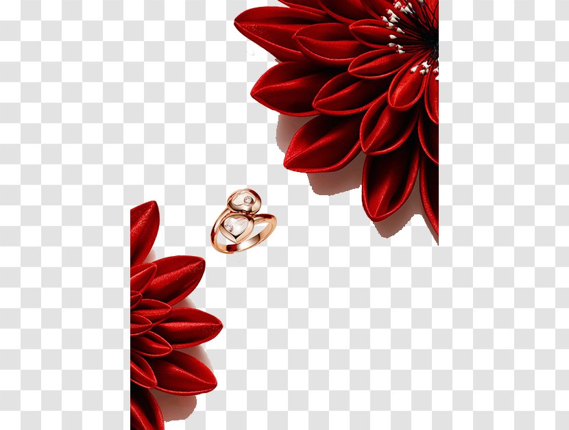 Chanel Jewellery Chopard Ring Luxury Goods - Petal - Red Decorative Flowers And Rings Transparent PNG