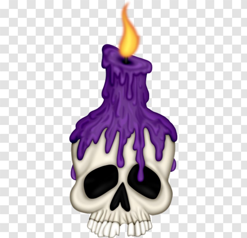 Halloween Trick-or-treating Skull Boszorkxe1ny Clip Art - Kostume - Skeleton Head Purple Candles Transparent PNG