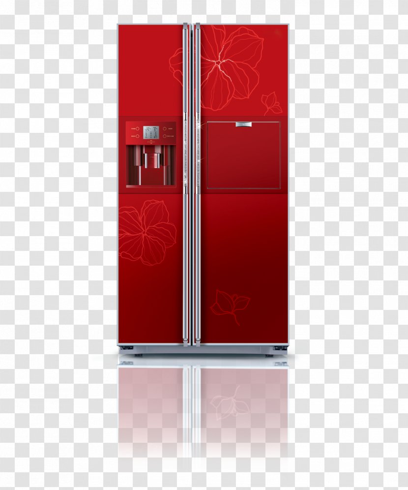Refrigerator Rectangle Red - Festive Smart On The Door Transparent PNG