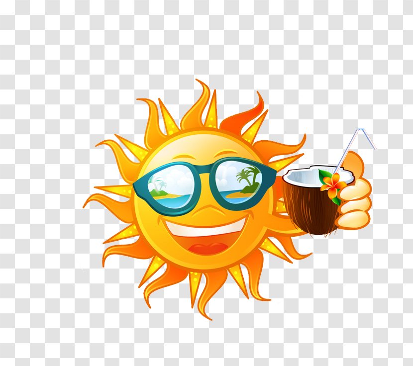 Drink Illustration - Yellow - Cartoon Sun Transparent PNG