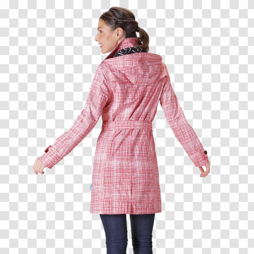 Coat Tartan Outerwear Sleeve Pink M - Neck - Trench Transparent PNG