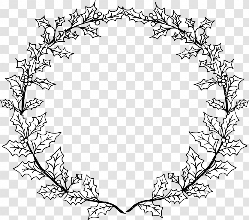 Line Point Flowering Plant White Clip Art - Black And - Hand-woven Wreath Transparent PNG