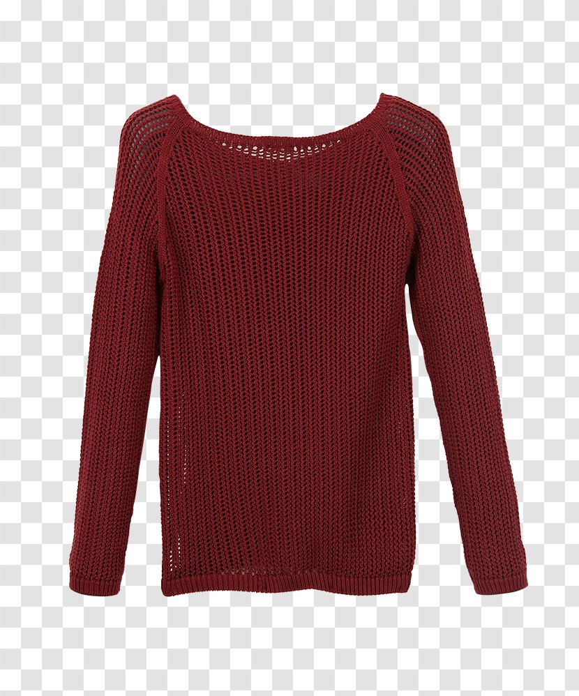 Shoulder Sleeve Maroon Wool - Sweater - Pullover Transparent PNG