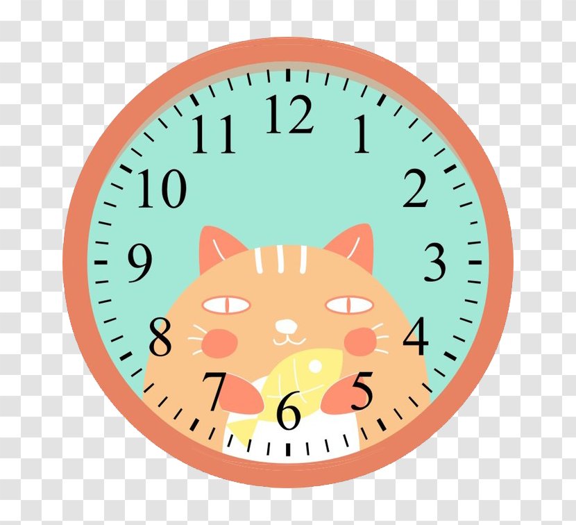 Alarm Clock Wall Plastic Movement - Quartz - Cute Cartoon Cat Transparent PNG