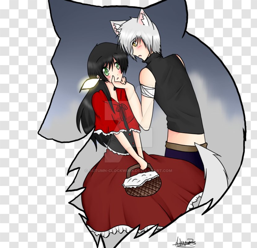 Little Red Riding Hood Big Bad Wolf Fairy Tale Gray Fiction - Flower Transparent PNG